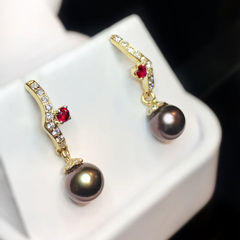 Gold, Diamond, Pigeon Blood Red Rubies and Pearls