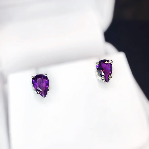 Amethyst Sterling Silver Stud Earrings
