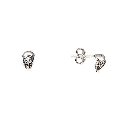 Tiny Sterling Silver Skull Stud 