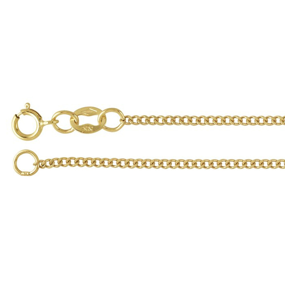 14k Yellow Gold 1 3mm Flat Diamond Cut Curb Chain Necklace 18 Inches