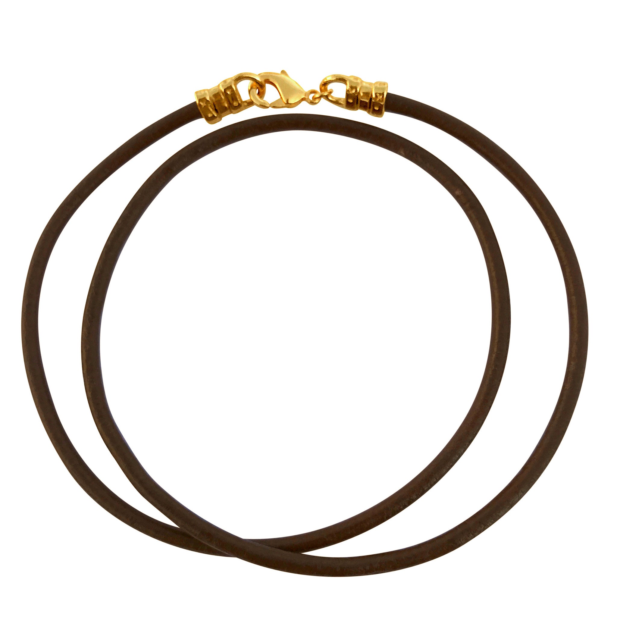 Gold Plated 3mm Thick Brown Leather Cord Necklace – DragonWeave Jewelry