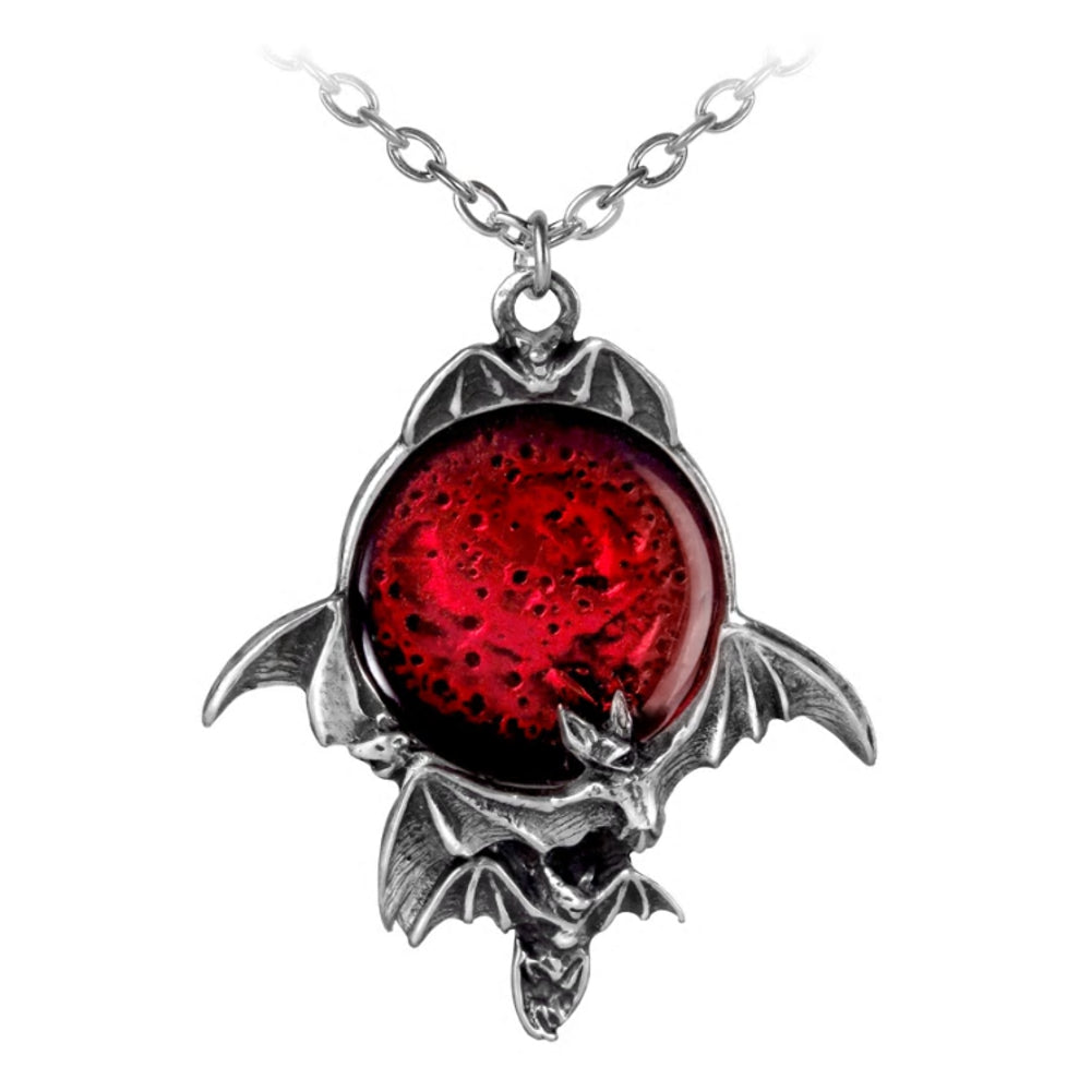 Blood Moon Pendant Bat Necklace by 