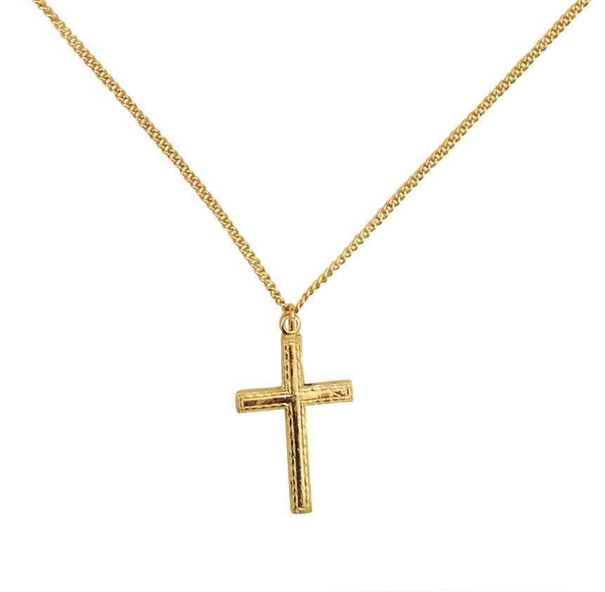 14k Gold-Filled Flat Unisex Cross Pendant Necklace, 18