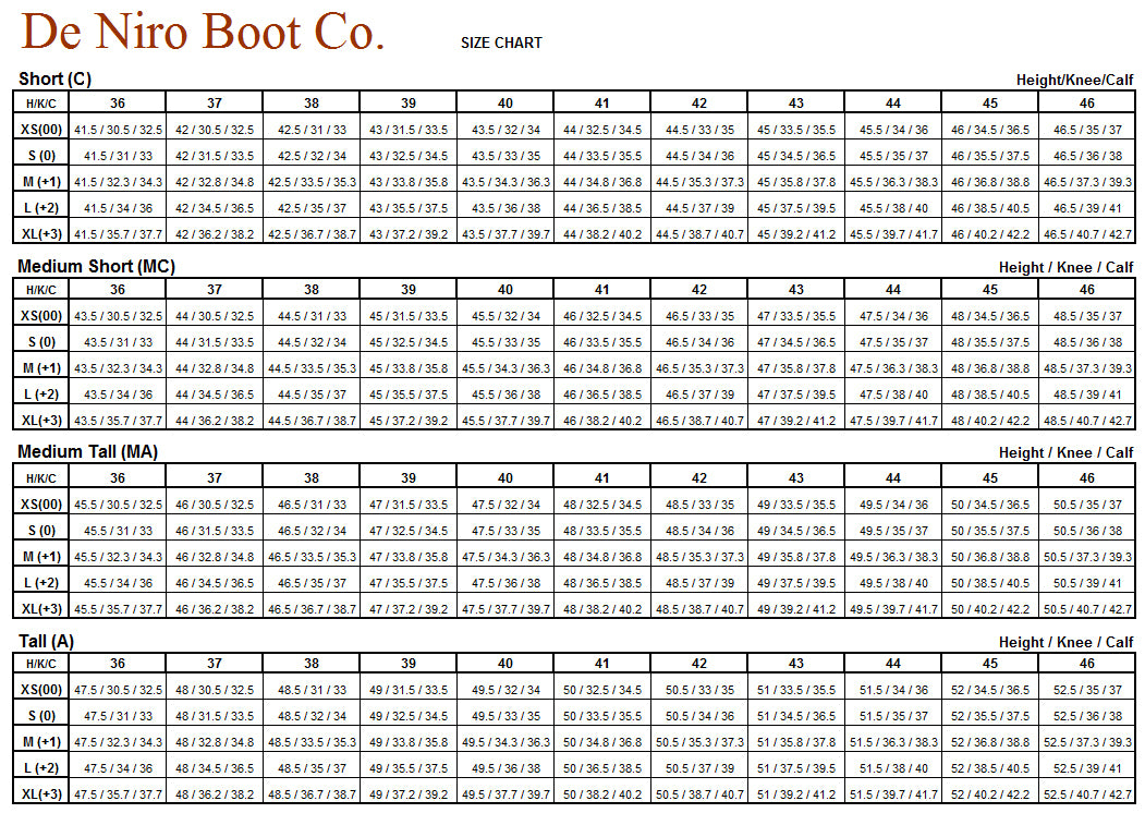 Boot Sizing Chart