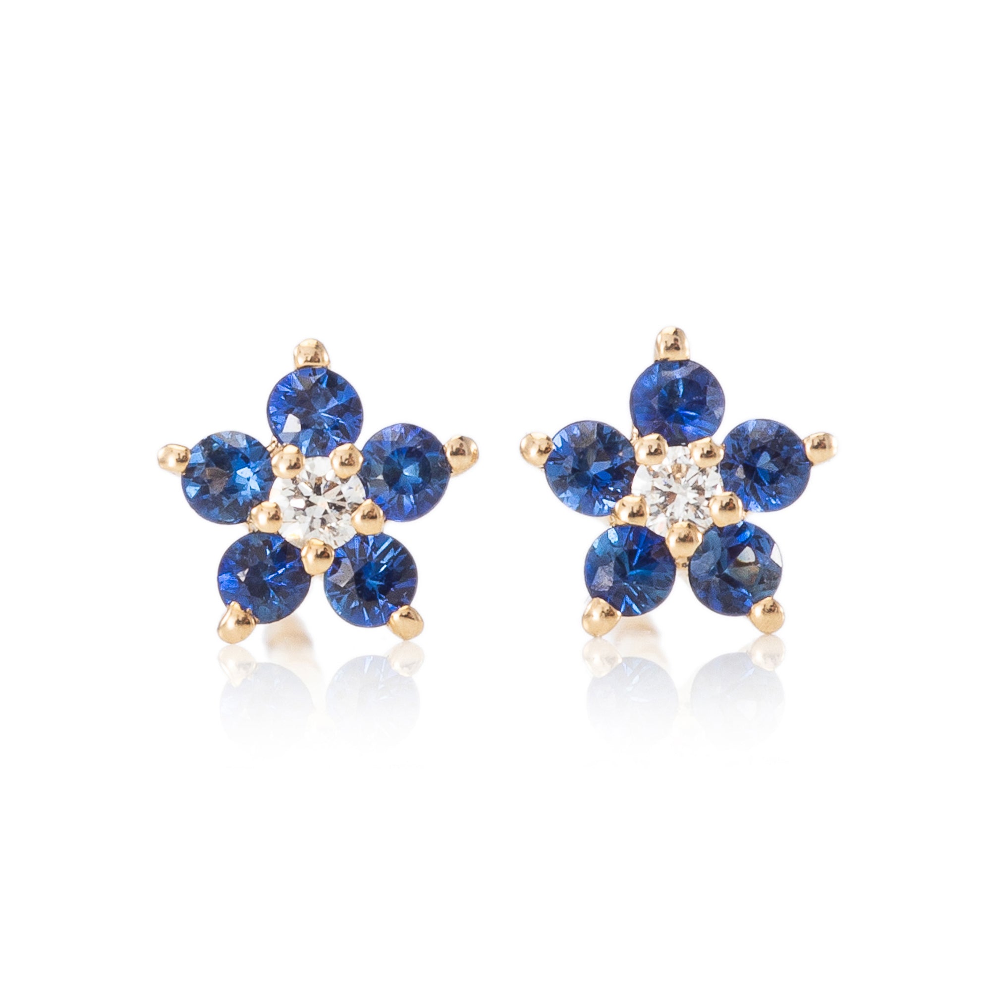 Tiny Sapphire Flower Studs