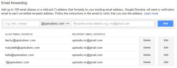 E-mail Forwarding Screen, UPstudio, Setting up Business E-mail