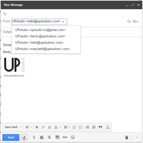 From Drop Down Menu, UPstudio Business E-mail with Gmail