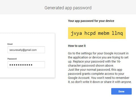 Generate App Password Screen, UPstudio Business E-mail with Gmail
