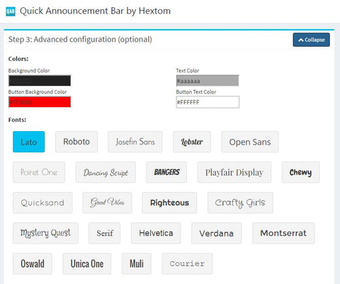 Quick Announcement bar by Hextom for UPstudio