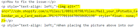 Shopify Default HTML code for Images