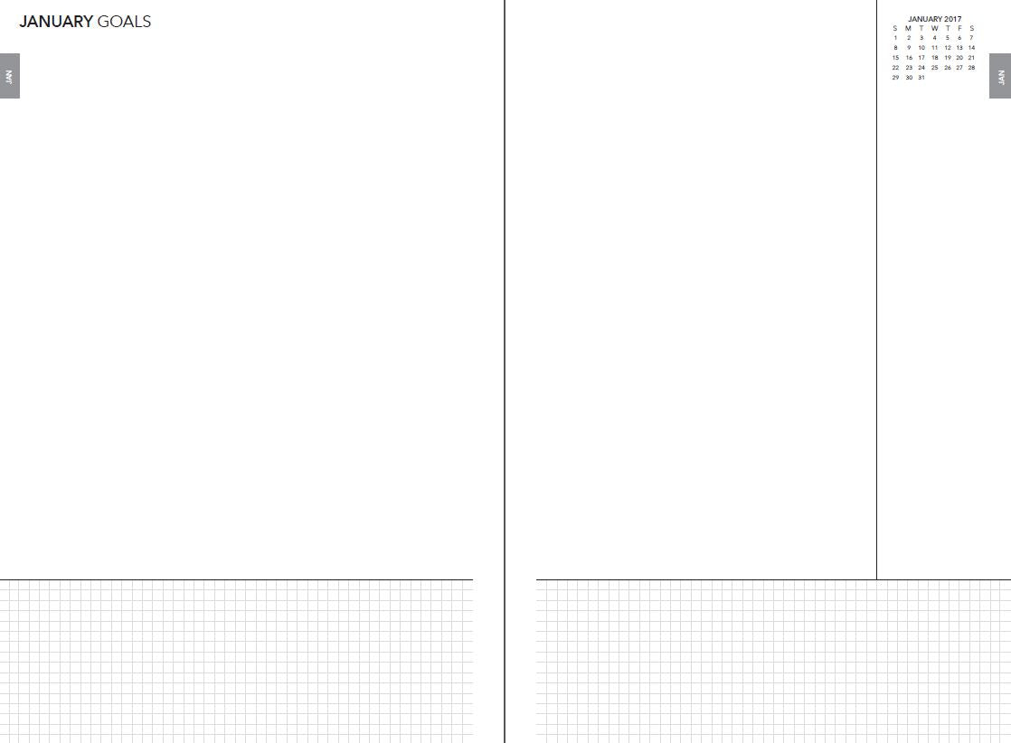 UPstudio 2017 Planner has a two page goal sheet for each month