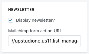 UPstudio MailChimp Form Action URL