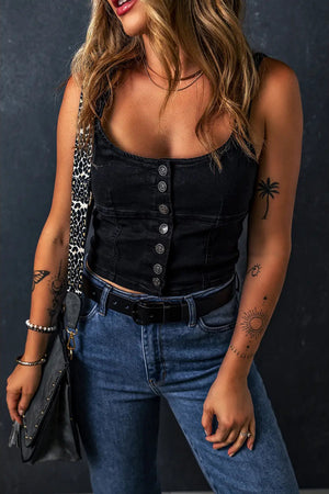 Cropped Denim Tank Top - Bella-gia Boutique