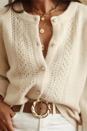 Crochet Lace Button Front Cardigan - Bella-gia Boutique