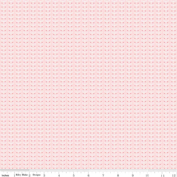 Rose Lane Tiny Daisy Stems Pink - Bunbury Fabrics