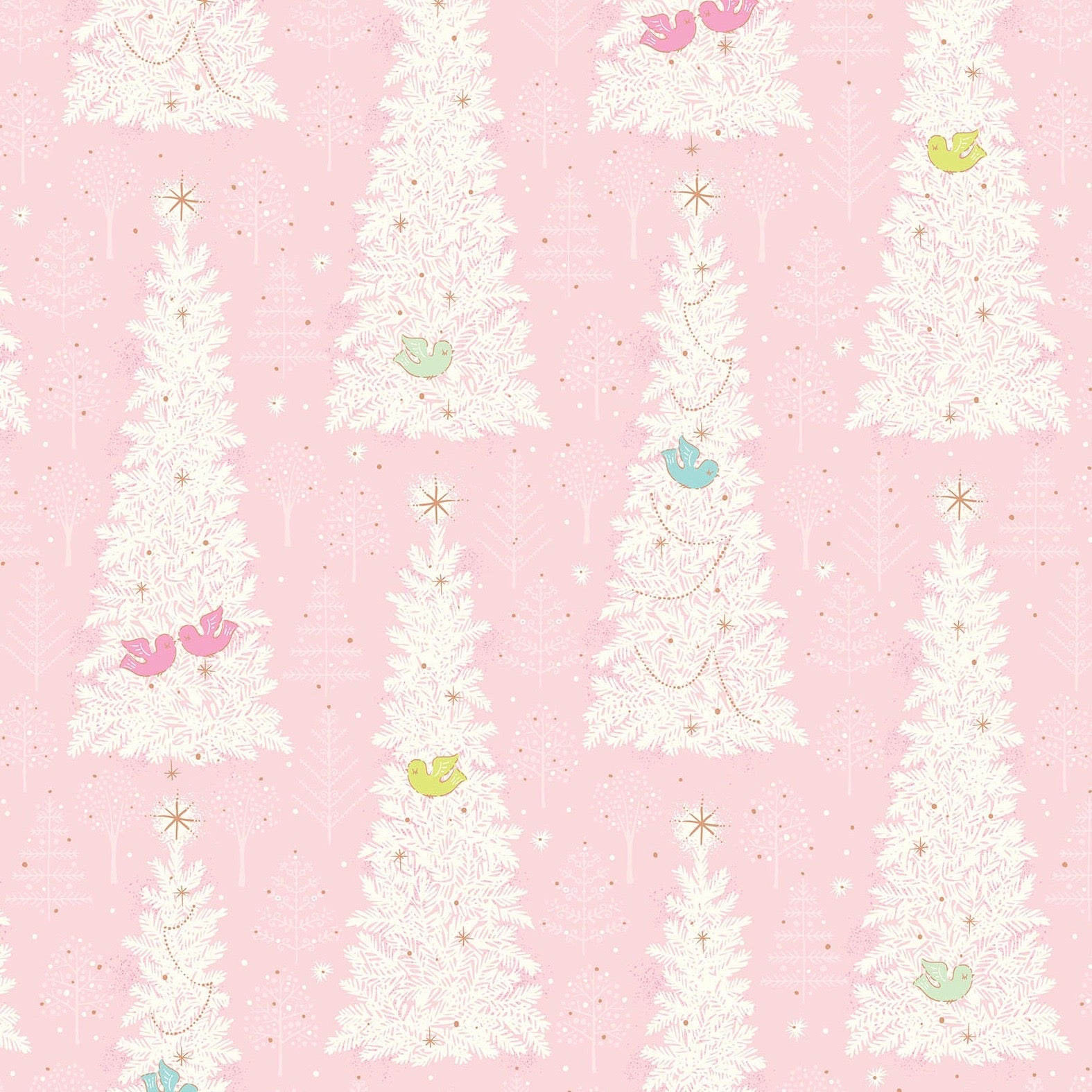 Christmas Dear Winter Flock in Pink - Bunbury Fabrics