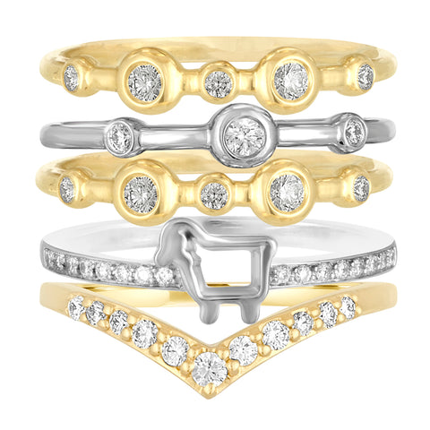 Stackable rings with diamonds by Julie lamb