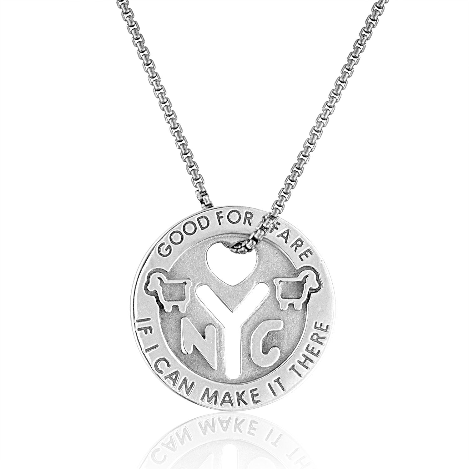 14K White Gold NYC Love Token Necklace