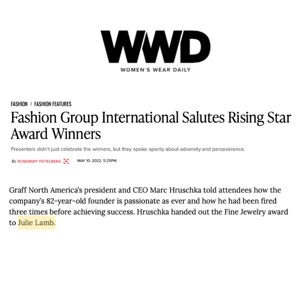 Julie Lamb in WWD FGI Rising Star Awards