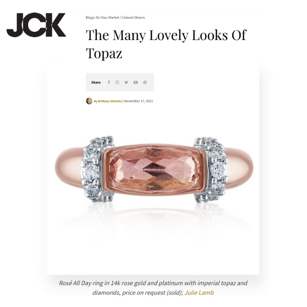 BESPOKE TOPAZ RING BY JULIE LAMB FEATURED IN MEET THE JEWELERS