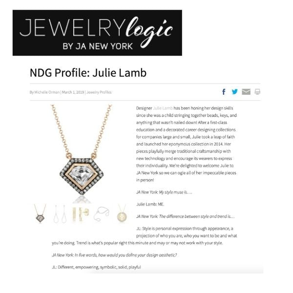 PROFILE JULIE LAMB IN JEWELRY LOGIC BY JA NEW YORK