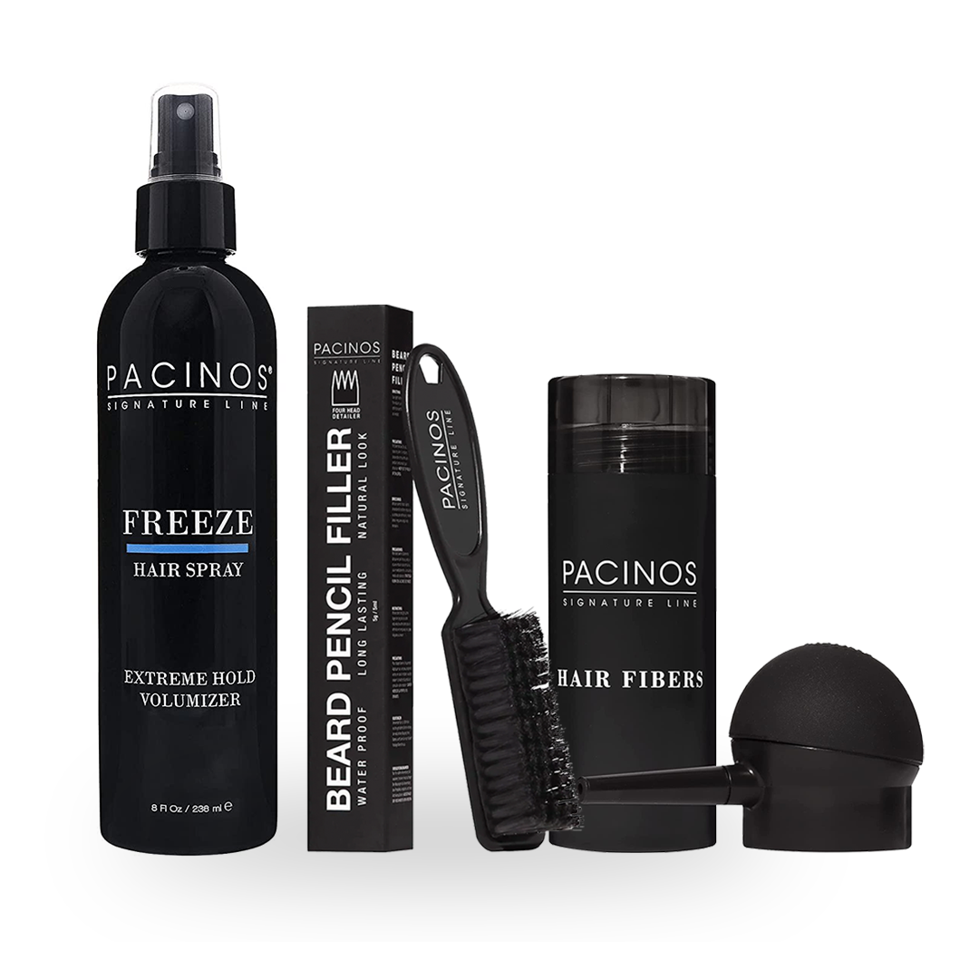 Freeze Spray, Beard Pencil Filler + Brush & Fiber Kit