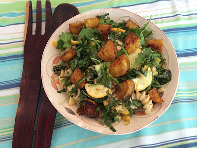 Roasted beet and goat cheese pasta salad