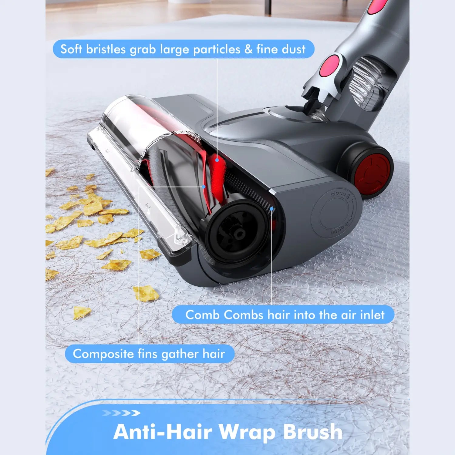 MIUZZY 30Kpa Cordless Vacuum Cleaner Anti-Tangling Brushless Lightweight Vacuum Cleaner With Touch Screen Up To 50 Mins