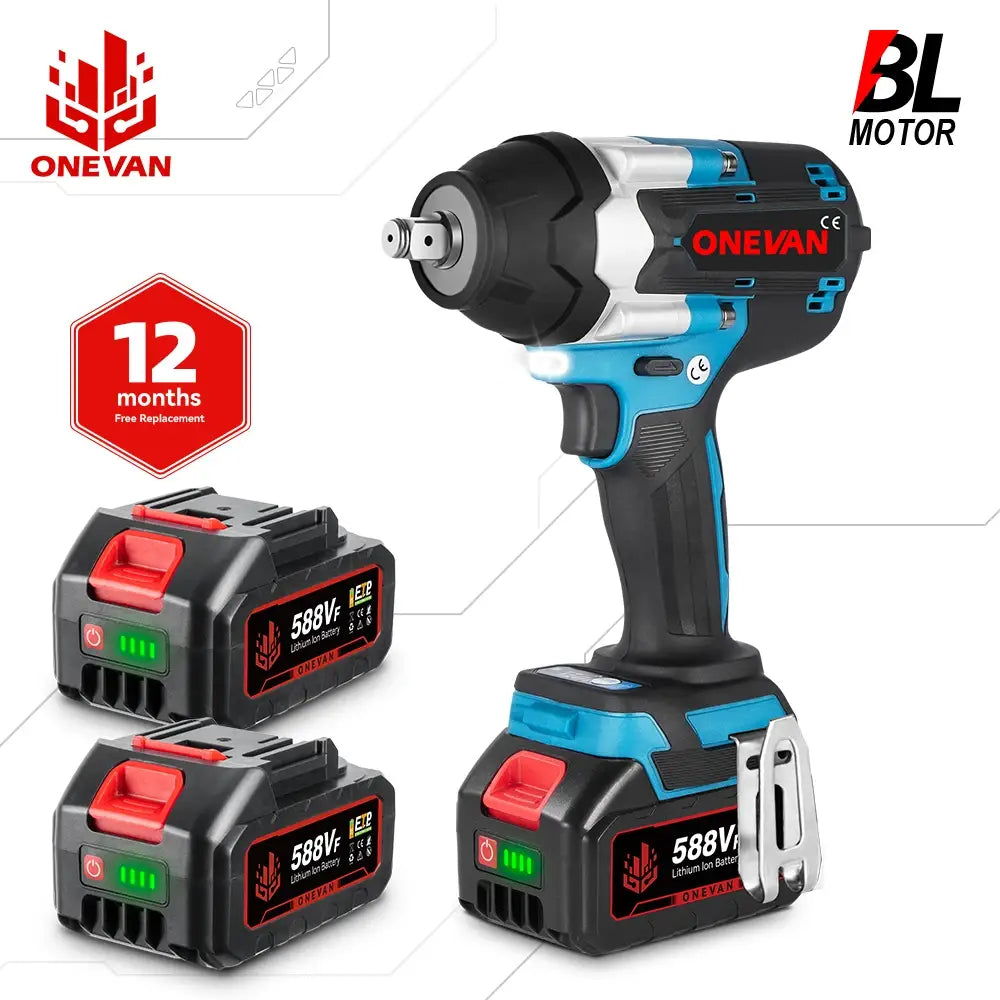 ONEVAN 1800N.M Torque Brushless Electric Impact Wrench 1/2 inch Screwdriver Cordless Wrench Power Tools For Makita 18V