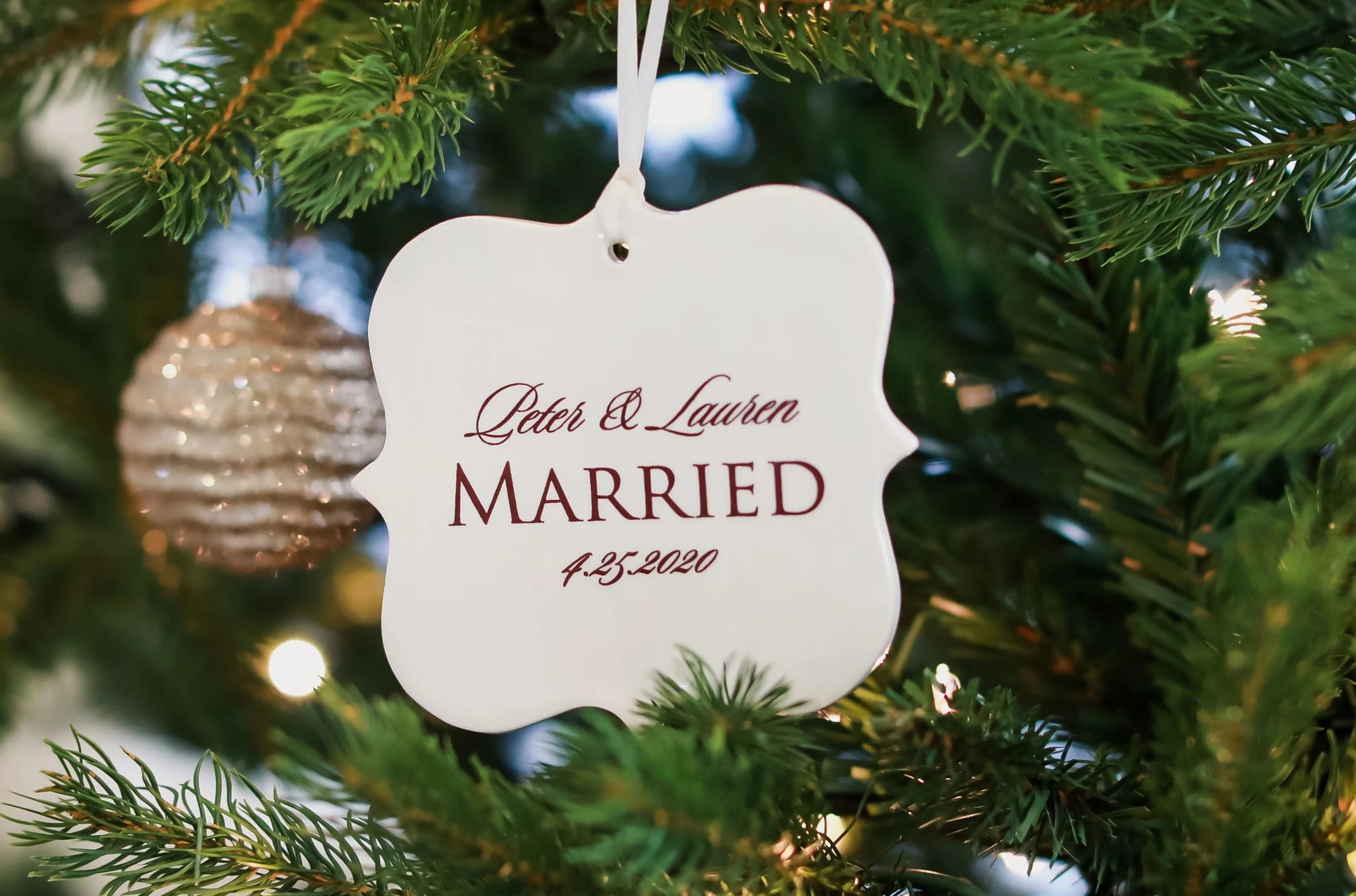 first year wedding christmas ornaments