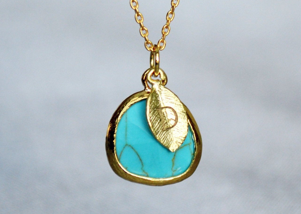 Turquoise Birthstone Necklace, Custom 