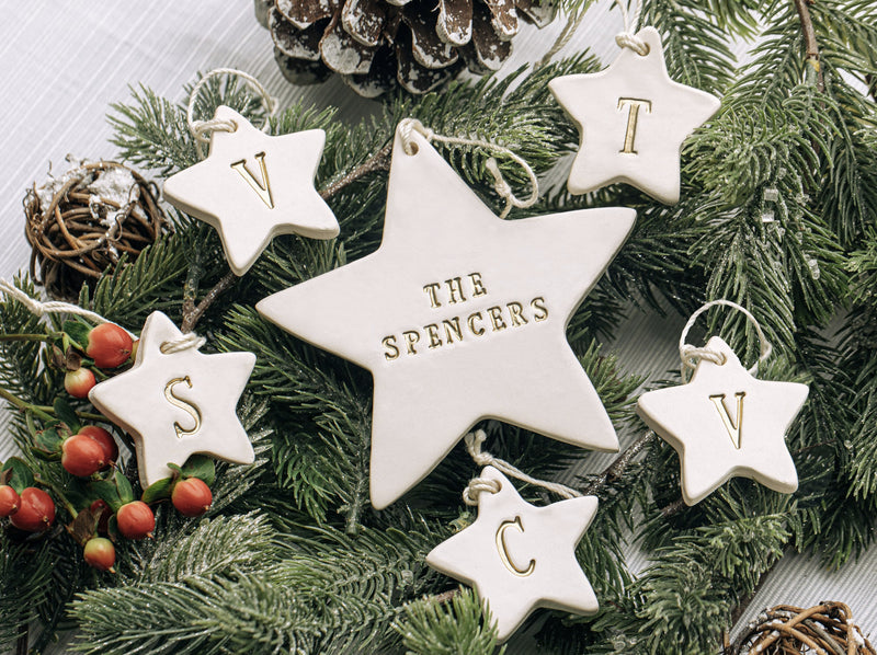 Family of 5 Customized Star Christmas Ornaments