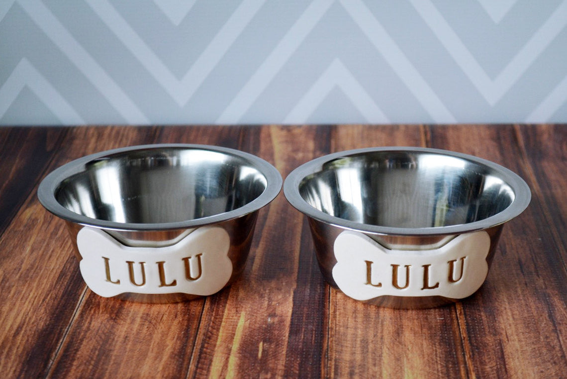 personalized dog bowl set