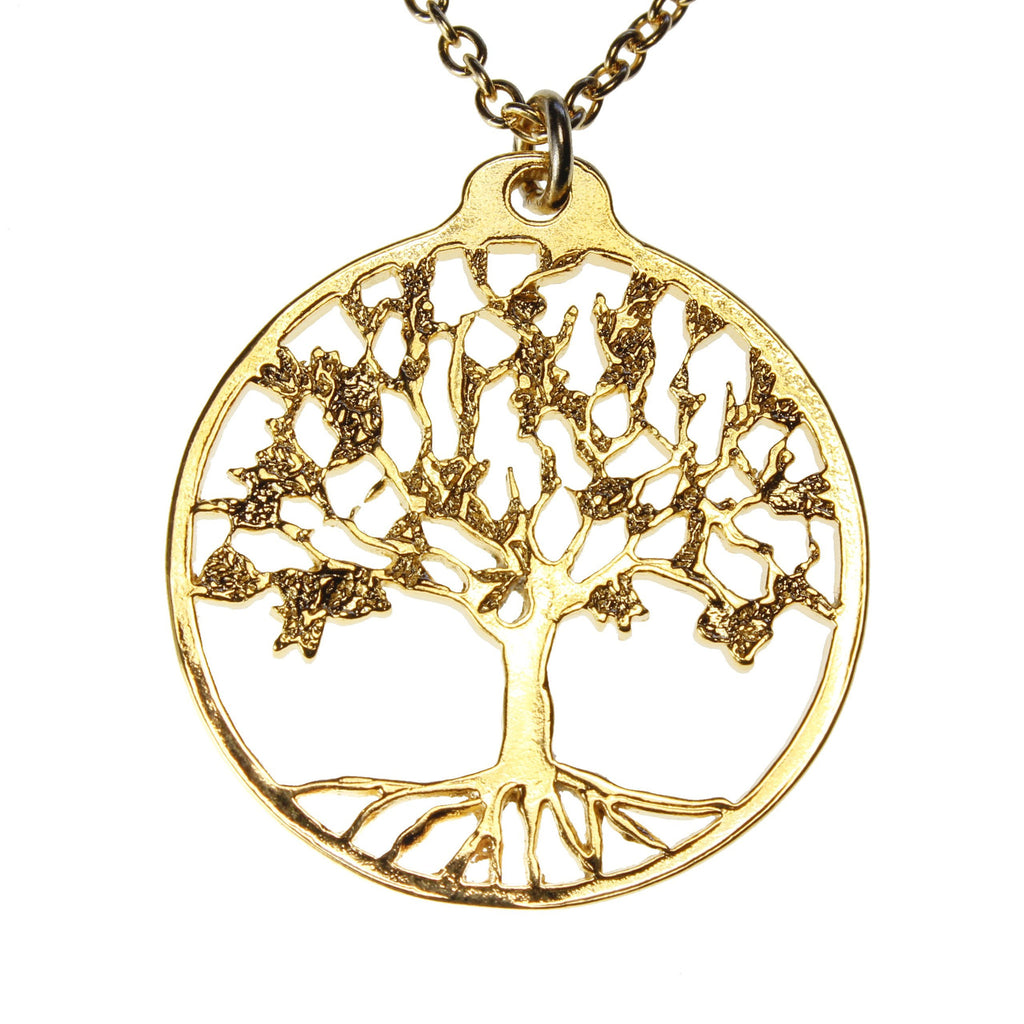 Tree Of Life Delicate Gold Dipped Pendant Necklace On 18 Rolo Chain From War To Peace