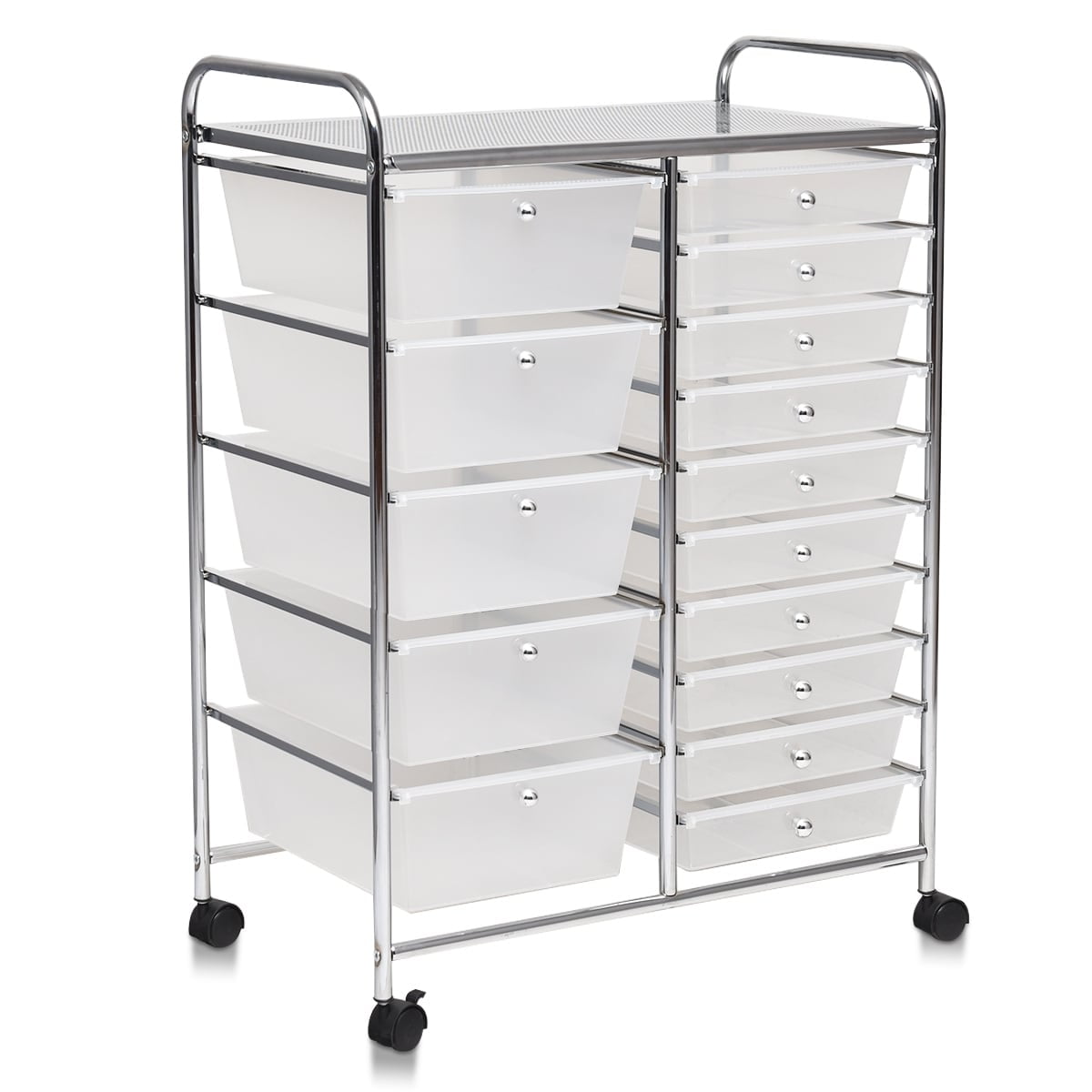 15-drawer Utility Organizer Rolling Cart with Wheels Clear