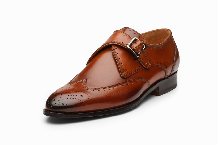 Brogue Monkstrap- Cognac colour shoe 