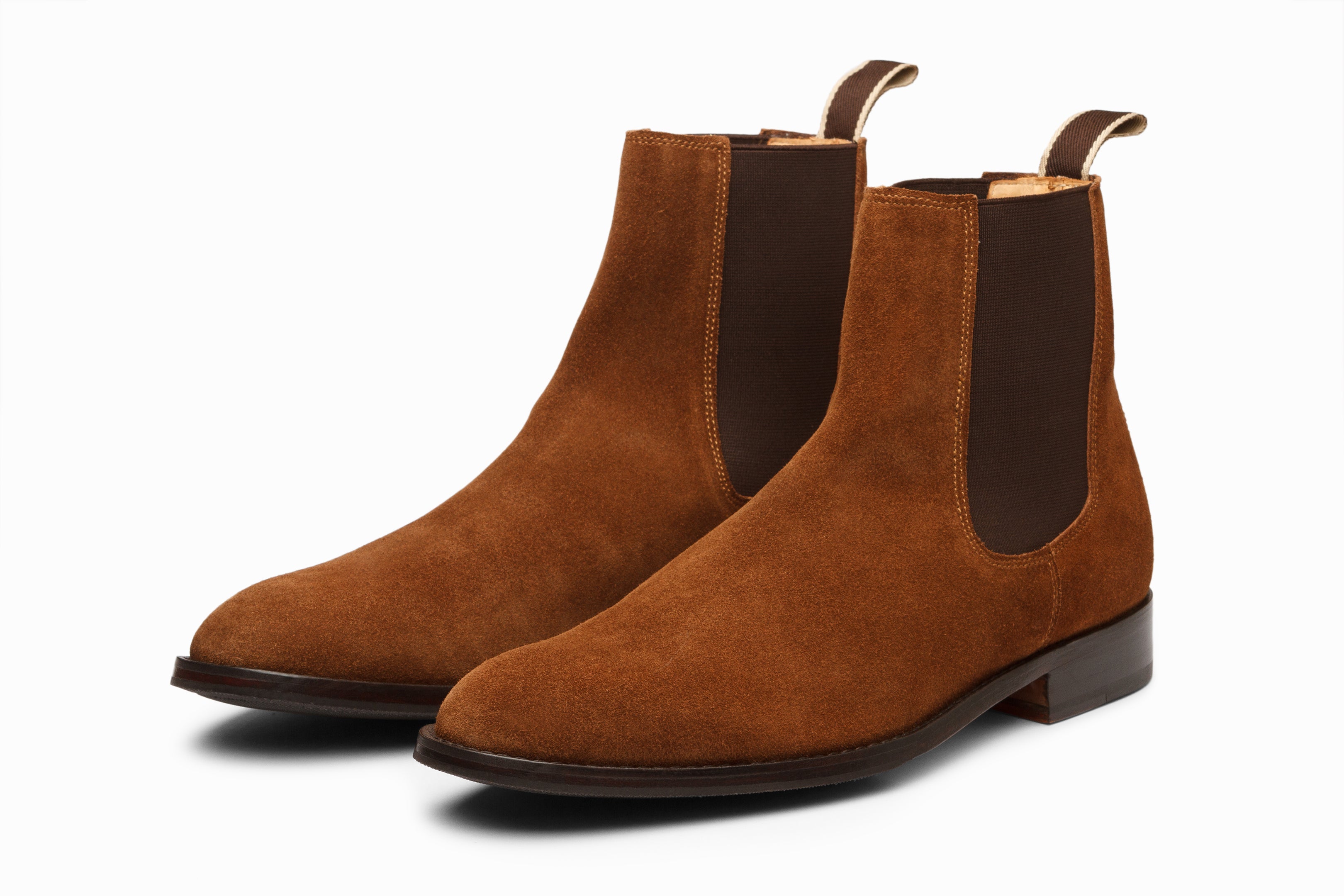 cognac leather chelsea boots