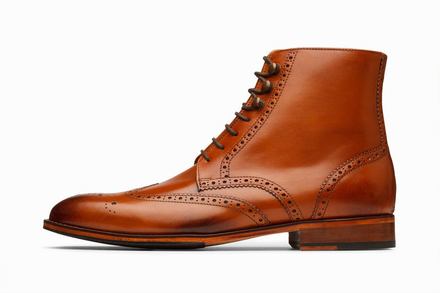 Buy Leather Wingtip Brogue Boot - Tan 