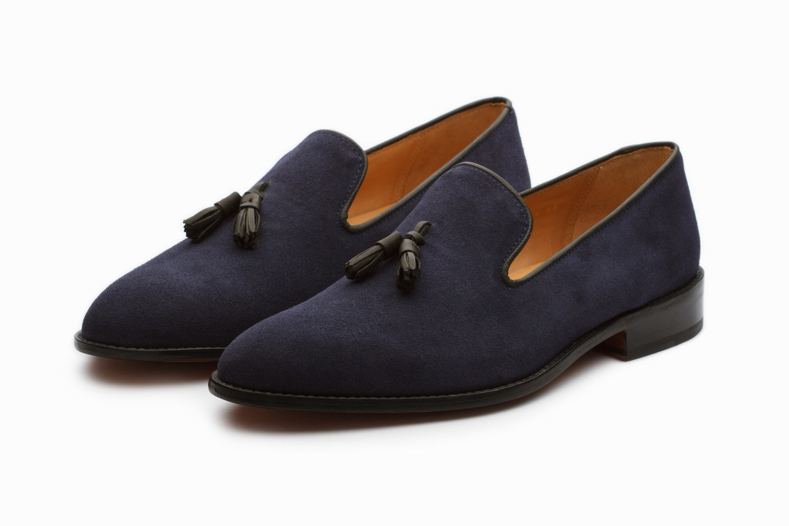 navy suede loafer