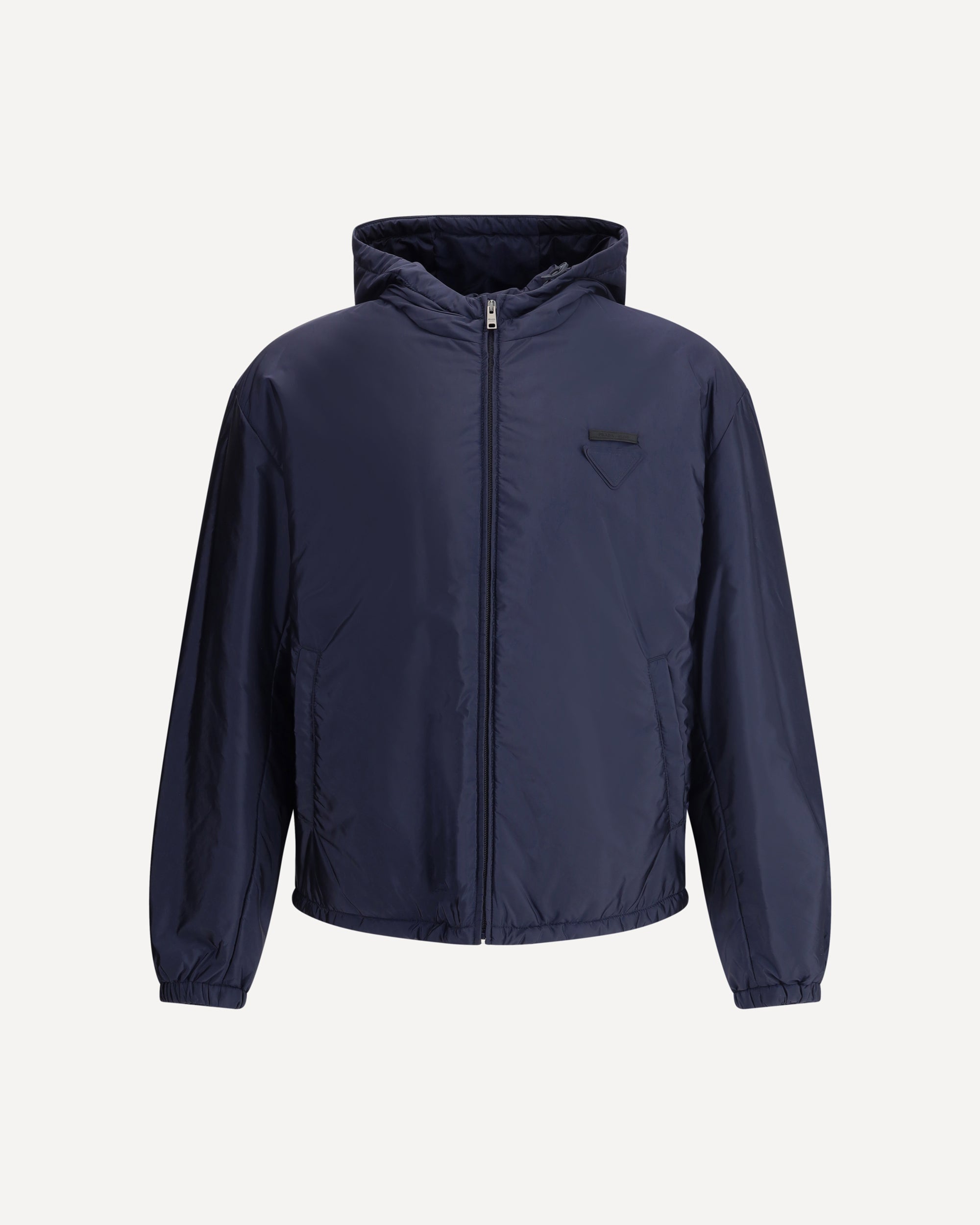 Prada Padded Jacket With Hood And Elastic Cuffs In Blue