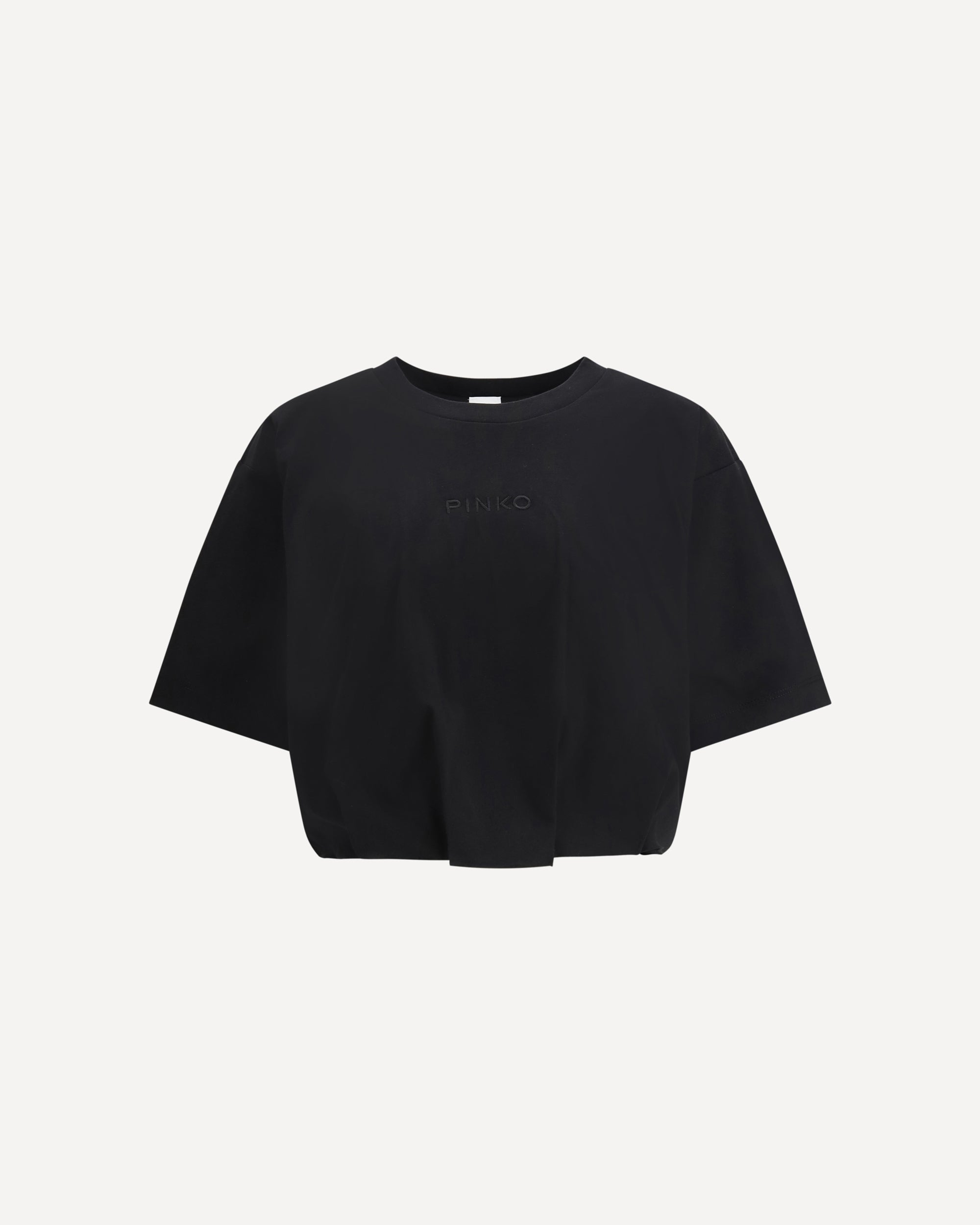 Pinko Modern Ribbed Crew Neck T-shirt In Black