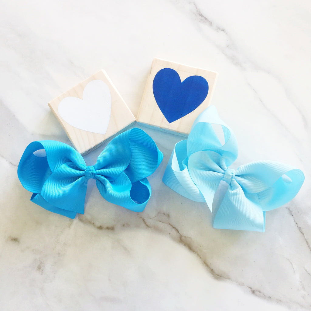 Boutique Hair Bow Solid Colours Shades Of Blue Candy Bows