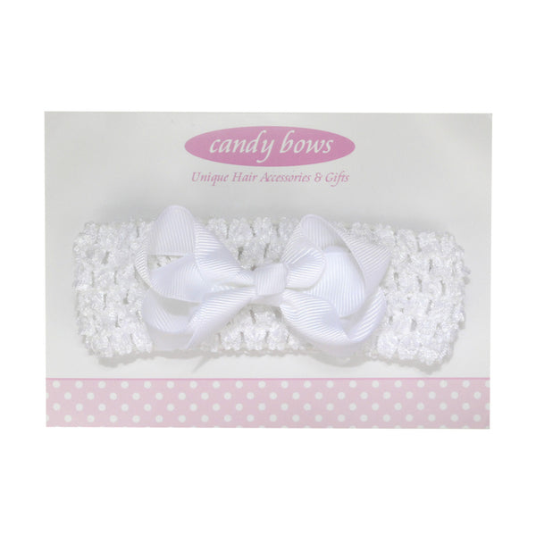 Girls Baby Headband Hair Bow Set White Candy Bows