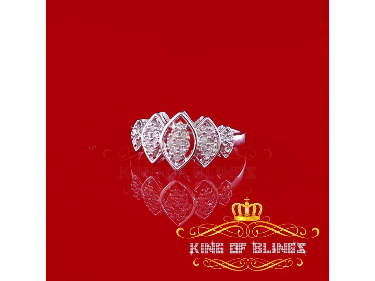 10K Real White Gold with 0.12 CT Real Diamond Ladies Ring Size 6.5