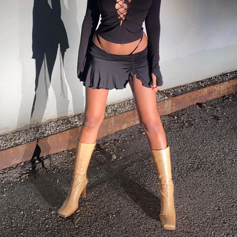 Sexy Ruffle Mini Skirt - Slim Fit A-Line Style - Image 7