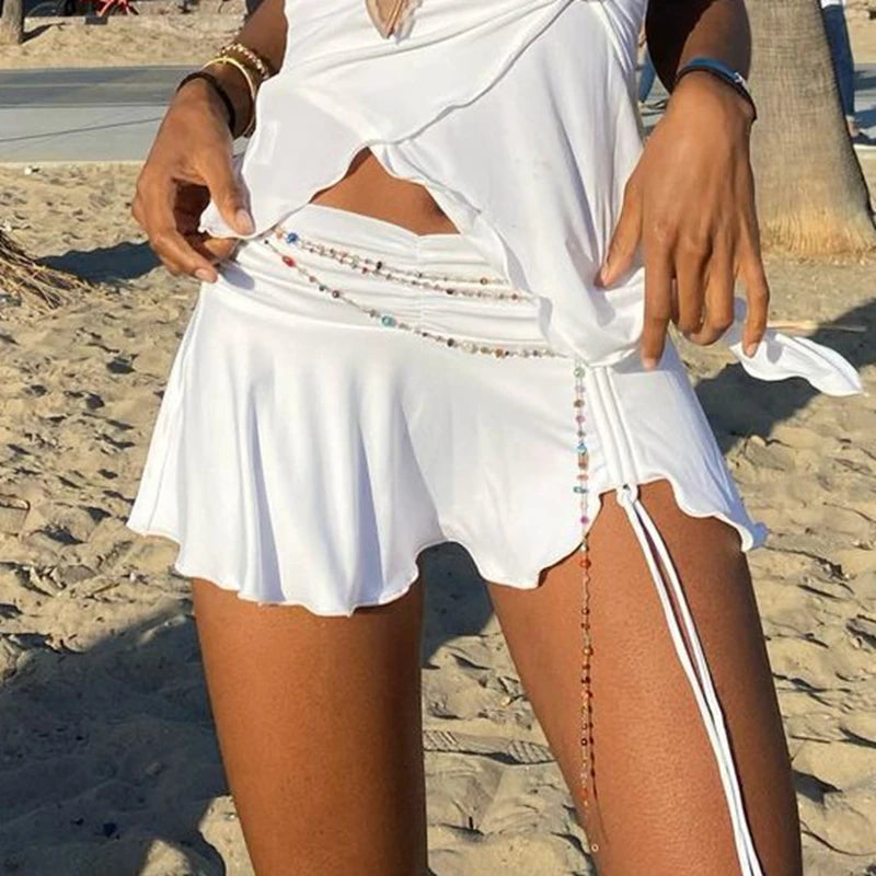 Sexy Ruffle Mini Skirt - Slim Fit A-Line Style - Image 6