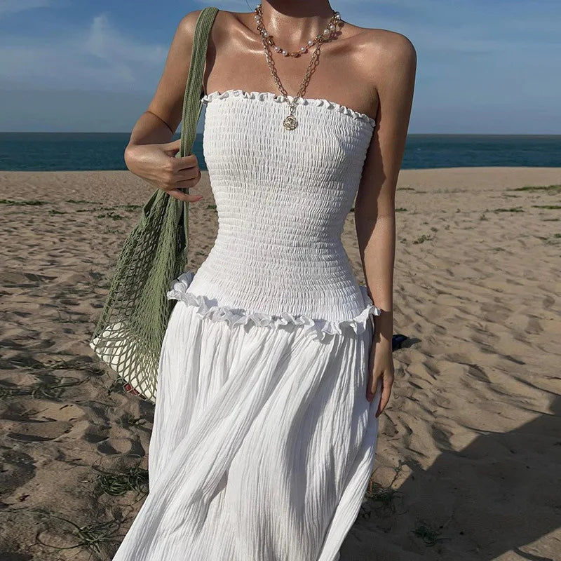 Elegant Ruched Backless A-line Dress for Chic Events - Image 5