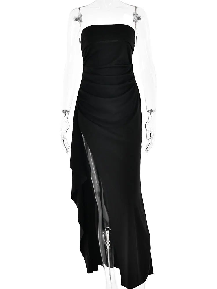 Elegant Off-Shoulder High Slit Maxi Dress for Parties - Image 5