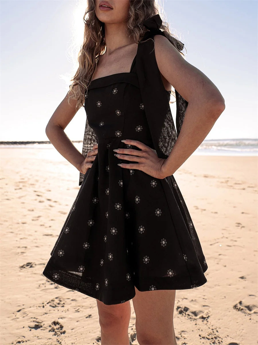Floral Print Summer Mini Slip Dress with Tie Straps - Image 3