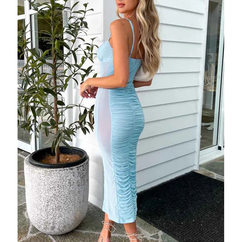 Elegant See-Through Spaghetti Strap Bodycon Summer Dress - Image 6
